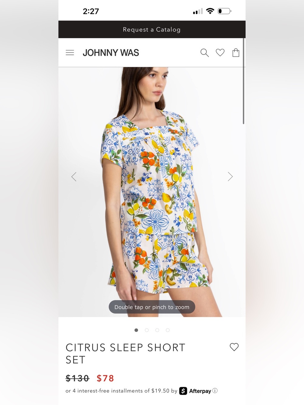 Johnny Was Blue, Yellow and Green Floral Tile-Print Top